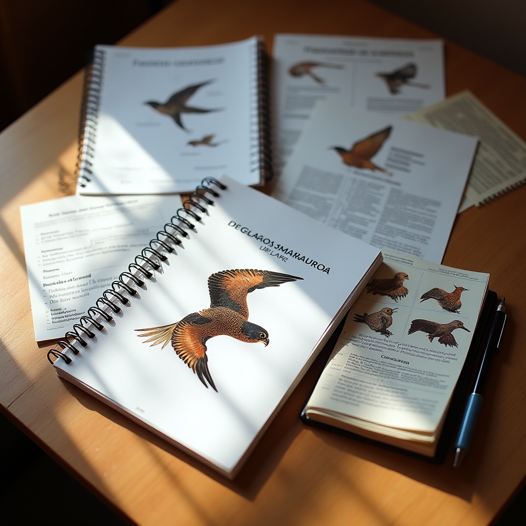 Material didáctico del curso de cetrería: apuntes, fotografías de especies y guía de equipamiento
